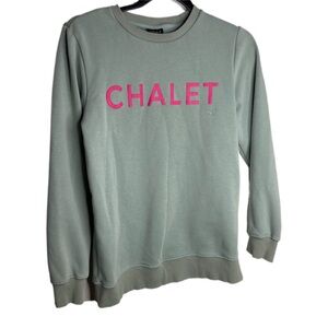 Birdz Green Sweatshirt with Pink 'CHALET' Print 16